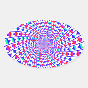 Colorful Hearts, Diamonds, Spades, and Clubs Oval Sticker