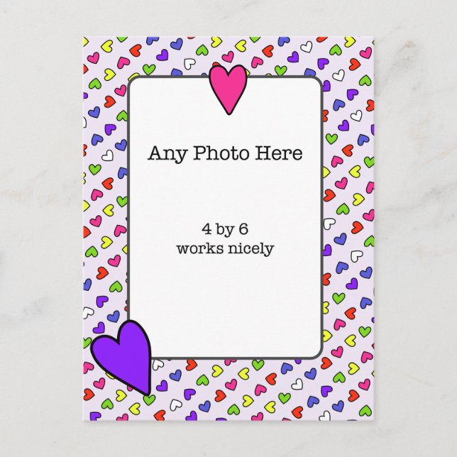 Colorful Hearts Framing My Photo Postcard (Front)