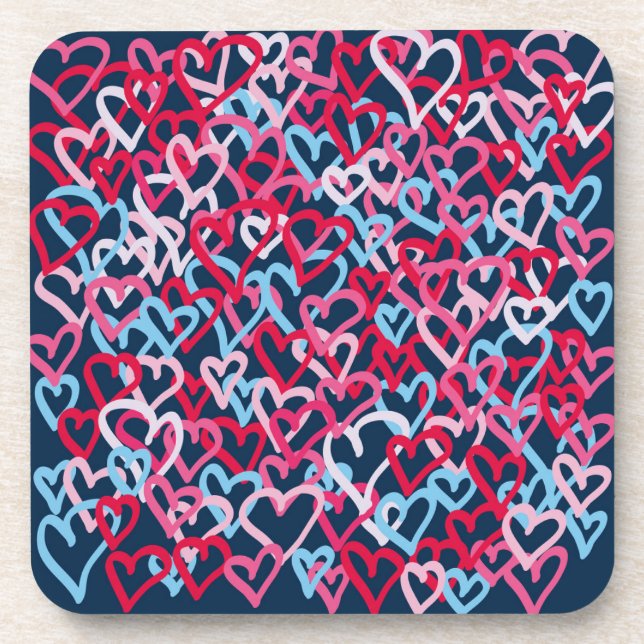 Colorful  Hearts - Graffiti Style Beverage Coaster (Front)