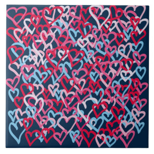 Colorful Hearts - Graffiti Style Ceramic Tile
