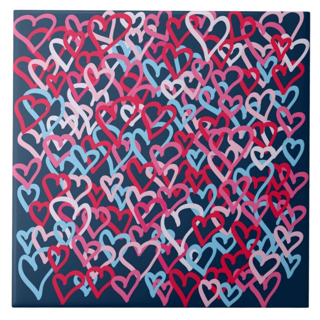 Colorful  Hearts - Graffiti Style Ceramic Tile (Front)