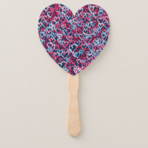 Colorful  Hearts _ Graffiti Style Hand Fan