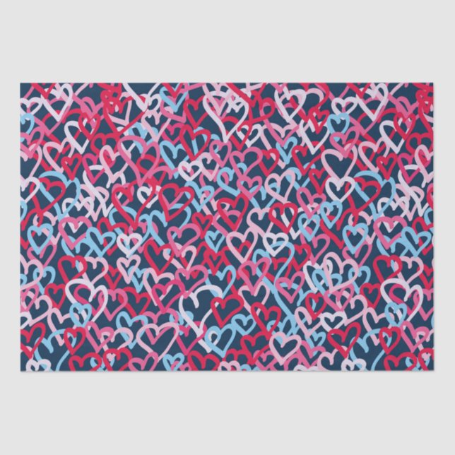 Colorful  Hearts - Graffiti Style Tissue Paper (Front)