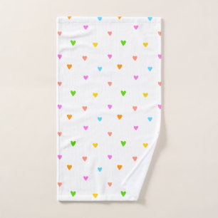 Colorful hearts hand towel