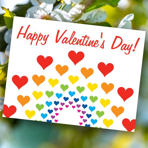 Colorful hearts _ Happy Valentines Day Holiday Postcard