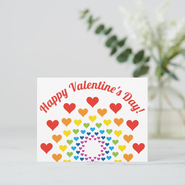Colorful hearts - Happy Valentine's Day! Holiday Postcard (Standing Front)