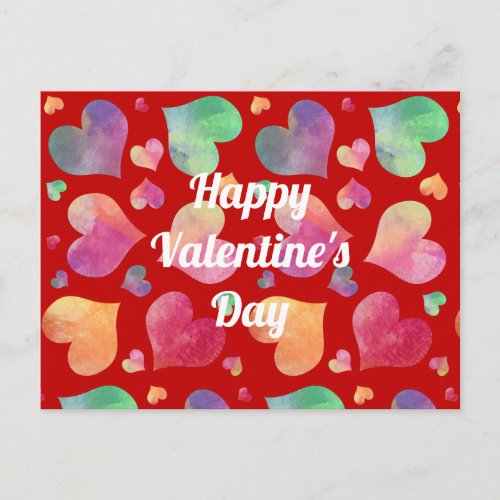 Colorful Hearts Happy Valentines Day Postcard