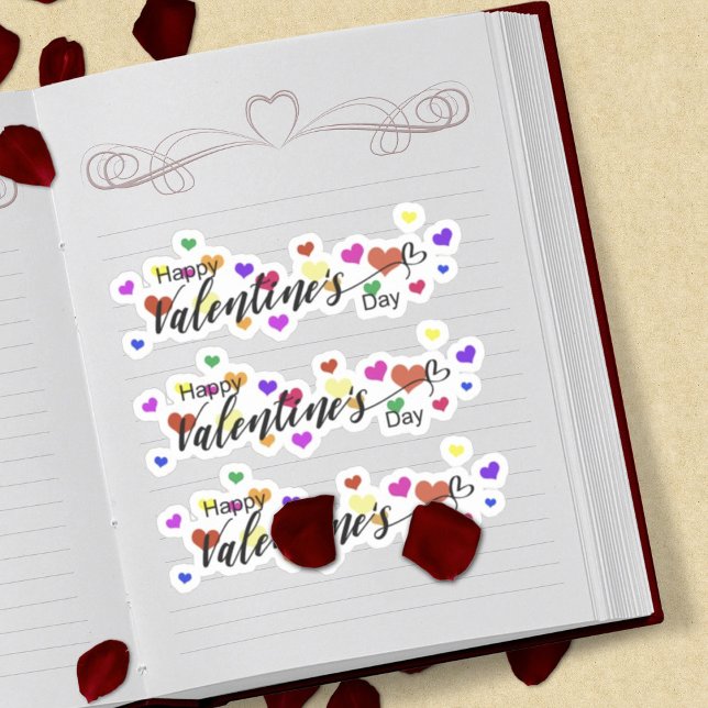 Colorful Hearts Happy Valentine's Day Typography Sticker (Creator Uploaded)