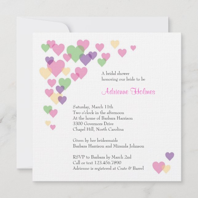 Colorful Hearts Invitation (Front)