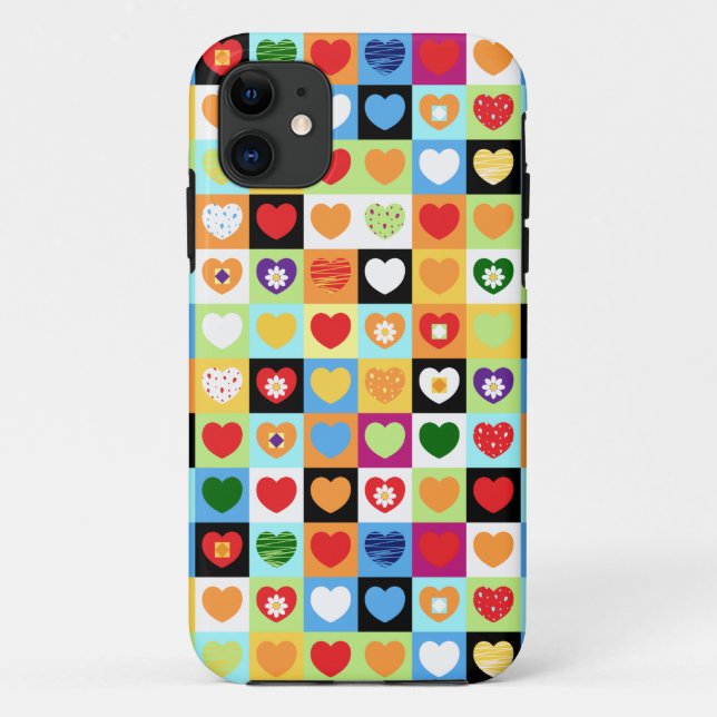 Colorful hearts, iPhone case (Back)