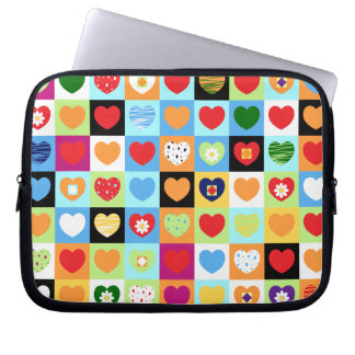 Colorful hearts, laptop case