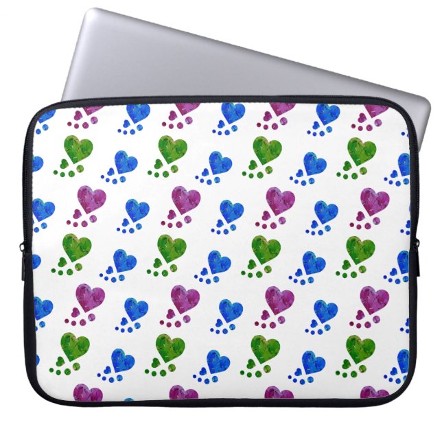 Colorful Hearts Laptop Sleeve (Front)