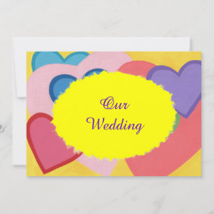 Colorful Hearts Layered Custom Wedding Invitations