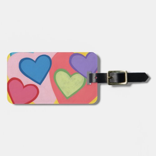 Colorful Hearts Layered Personalized Luggage Tags