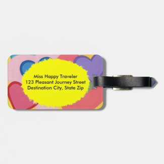 Colorful Hearts Layered Personalized Luggage Tags