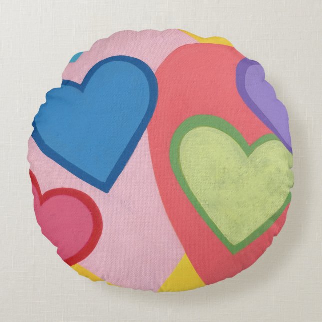 Colorful Hearts Layered Pillows (Front)