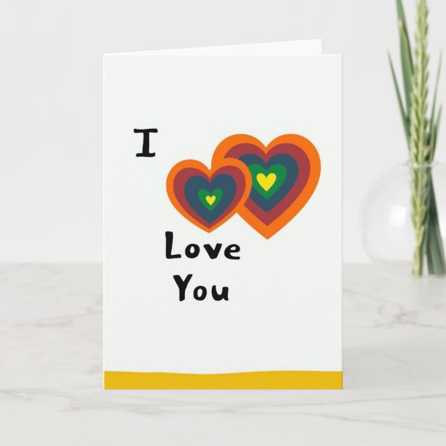 Colorful Hearts Love You Card (Front)
