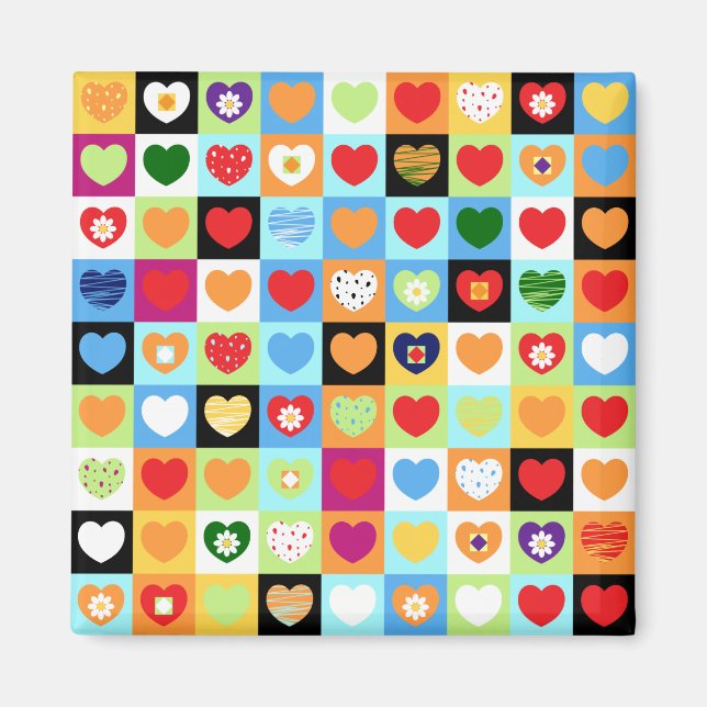 Colorful hearts, magnet (Front)
