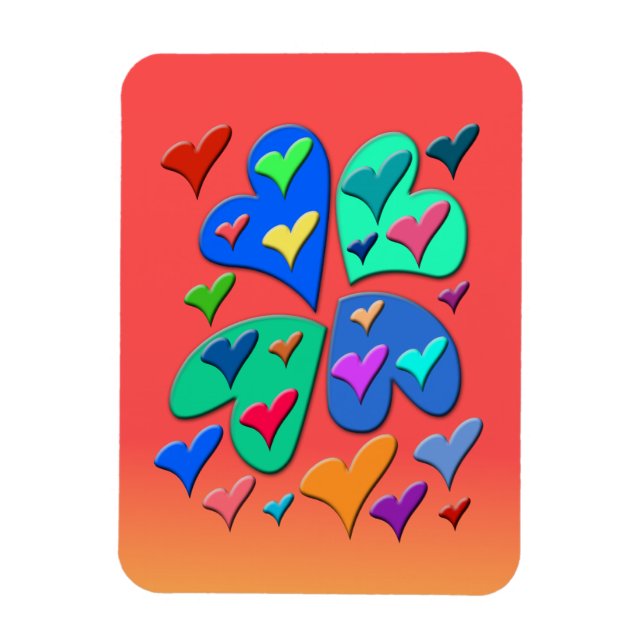 Colorful Hearts Magnet (Vertical)