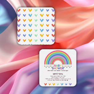 Colorful Hearts Meet Retro Rainbow Baby Shower Enclosure Card