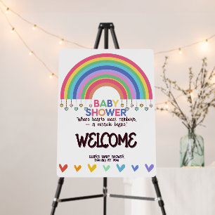Colorful Hearts Meet Retro Rainbow Baby Shower Foam Board