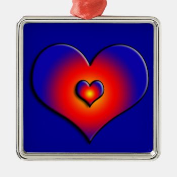 Colorful Hearts Metal Ornament by bulgan_lumini at Zazzle