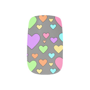 Colorful hearts minx nail art