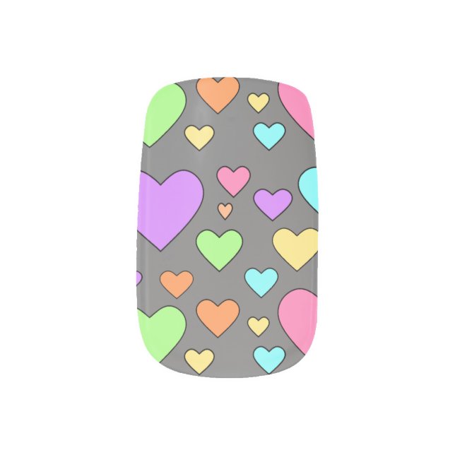 Colorful hearts minx nail art (Left Thumb)