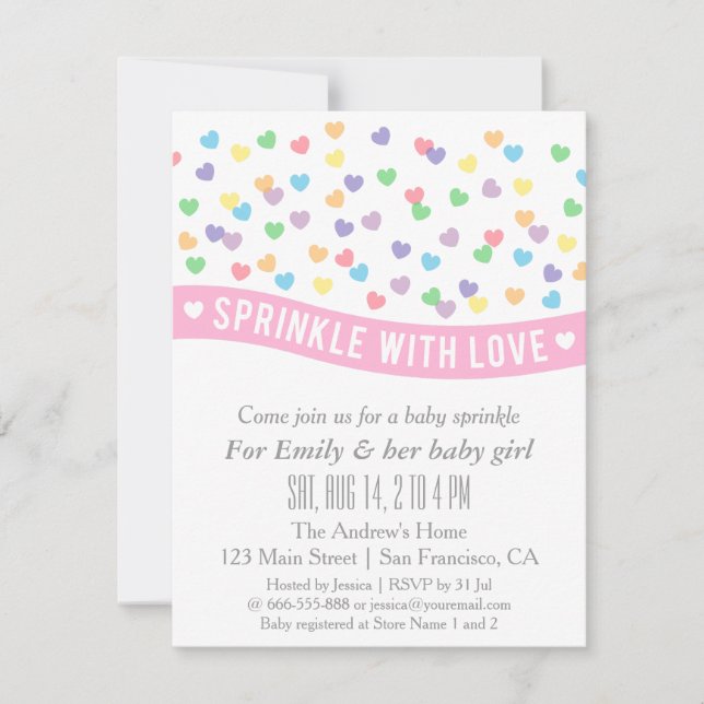 Colorful Hearts Modern Baby Sprinkle Invitations (Front)