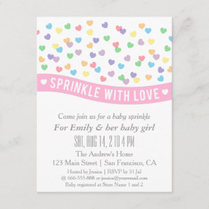 Colorful Hearts Modern Baby Sprinkle Invitations