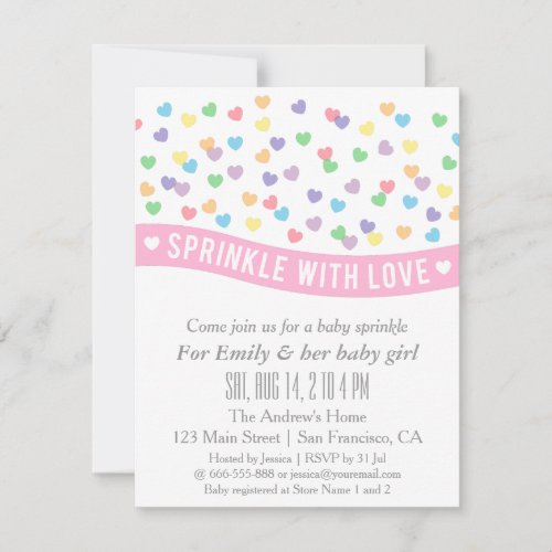 Colorful Hearts Modern Baby Sprinkle Invitations