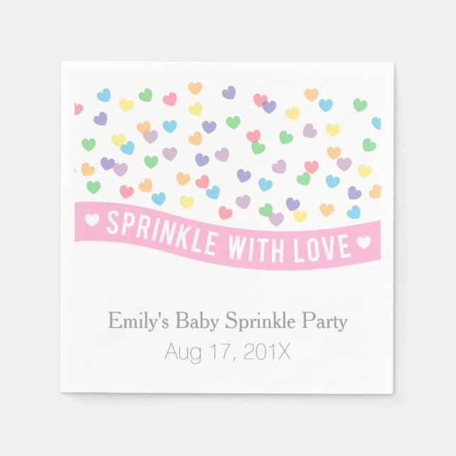 Colorful Hearts Modern Baby Sprinkle Party Paper Napkins (Front)