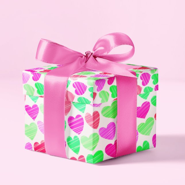 Colorful Hearts Modern Elegant Chic Boho Romantic Wrapping Paper (Creator Uploaded)