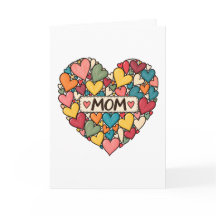 Colorful Hearts MOM Greeting Card, Mother's Day