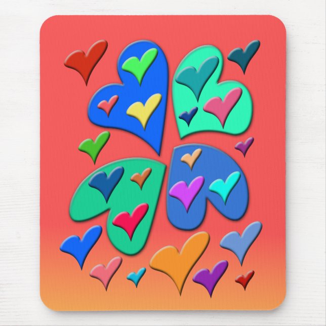 Colorful Hearts Mouse Pad (Front)