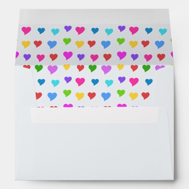 Colorful Hearts on Aqua Haze Envelope (Back (Bottom))