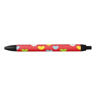 Colorful hearts on red