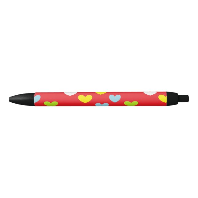 Colorful hearts on red pen (Front)