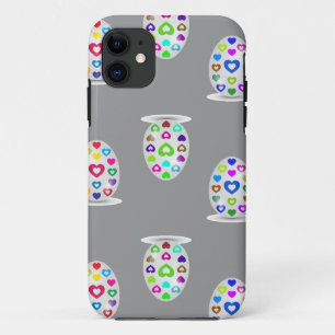 Colorful hearts on white Easter eggs iPhone 11 Case
