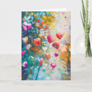 Colorful Hearts Paint Art Romantic Love            Card