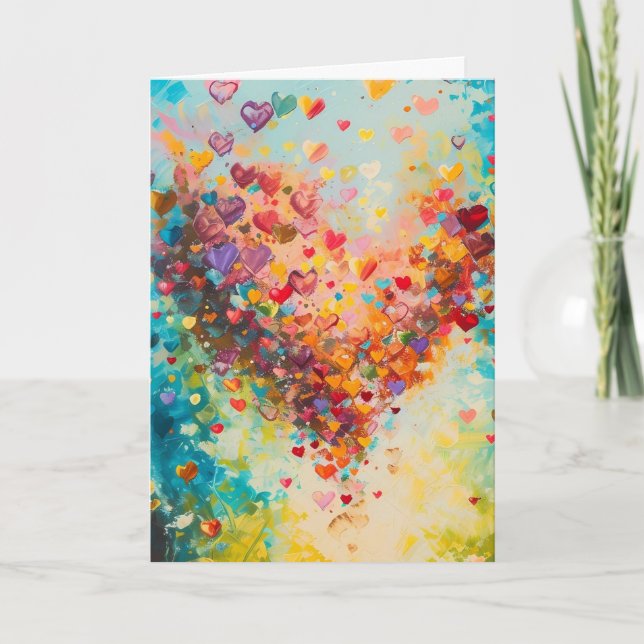 Colorful Hearts Paint Art Romantic Love            Card (Front)