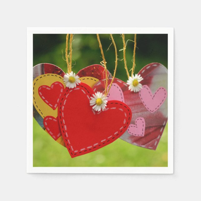 Colorful Hearts Paper Napkin (Front)