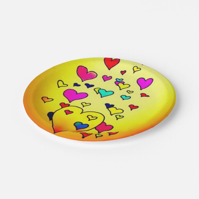 Colorful Hearts Paper Plates (Angled)