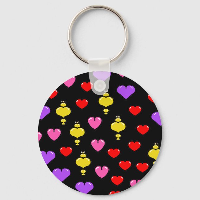 Colorful hearts Pattern 1 Keychain (Front)