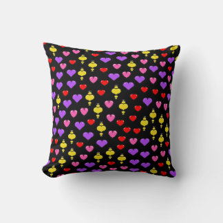 Colorful Hearts Pattern 1 Throw Pillow