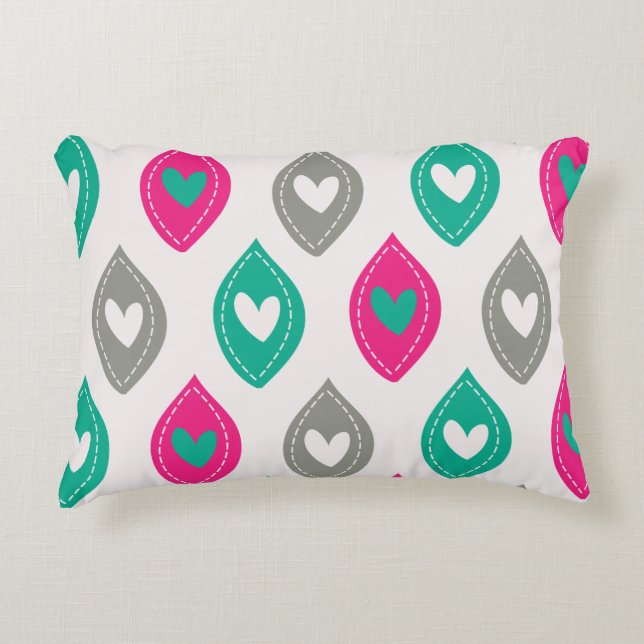 Colorful Hearts Pattern Accent Pillow (Front)