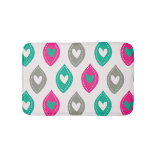 Colorful Hearts Pattern Bathroom Mat
