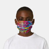 Colorful Hearts Pattern Black Kids' Cloth Face Mask (Worn)