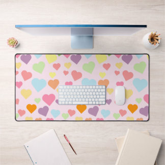 Colorful Hearts Pattern Desk Mat