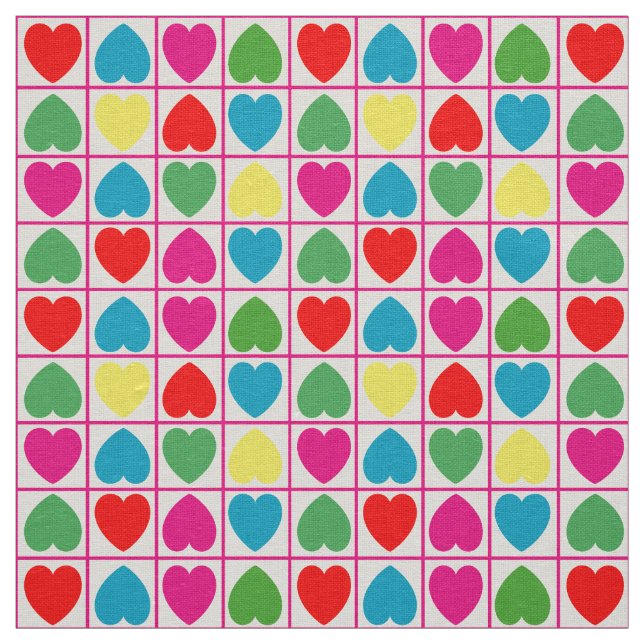 Colorful hearts pattern fabric (Swatch)